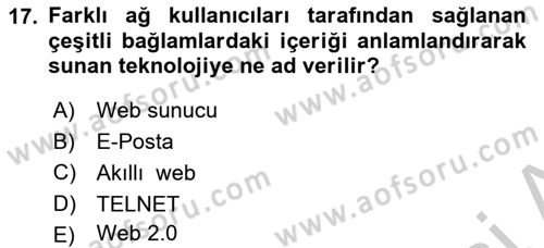 Web Tabanlı Kodlama Dersi 2018 - 2019 Yılı Yaz Okulu Sınav Soruları 17. Soru