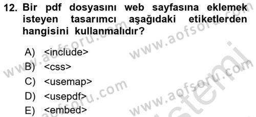 Web Tabanlı Kodlama Dersi 2019 - 2020 Yılı (Vize) Ara Sınav Soruları 12. Soru