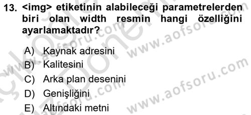 Web Tabanlı Kodlama Dersi 2019 - 2020 Yılı (Vize) Ara Sınav Soruları 13. Soru