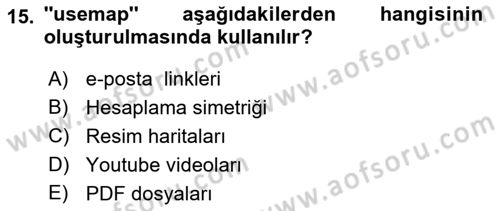 Web Tabanlı Kodlama Dersi 2019 - 2020 Yılı (Vize) Ara Sınav Soruları 15. Soru
