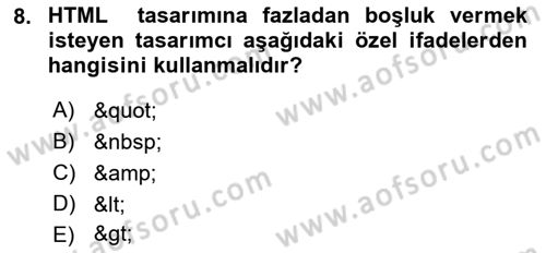 Web Tabanlı Kodlama Dersi 2019 - 2020 Yılı (Vize) Ara Sınav Soruları 8. Soru
