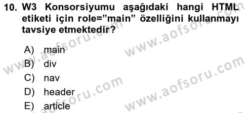 Web Tabanlı Kodlama Dersi 2019 - 2020 Yılı (Final) Dönem Sonu Sınav Soruları 10. Soru