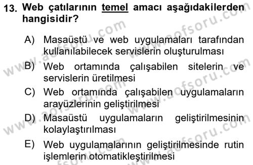 Web Tabanlı Kodlama Dersi 2019 - 2020 Yılı (Final) Dönem Sonu Sınav Soruları 13. Soru