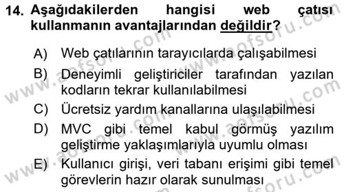 Web Tabanlı Kodlama Dersi 2019 - 2020 Yılı (Final) Dönem Sonu Sınav Soruları 14. Soru