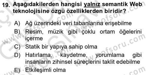 Web Tabanlı Kodlama Dersi 2019 - 2020 Yılı (Final) Dönem Sonu Sınav Soruları 19. Soru