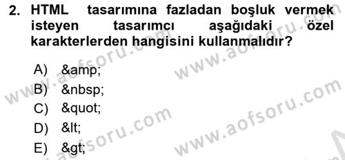 Web Tabanlı Kodlama Dersi 2019 - 2020 Yılı (Final) Dönem Sonu Sınav Soruları 2. Soru