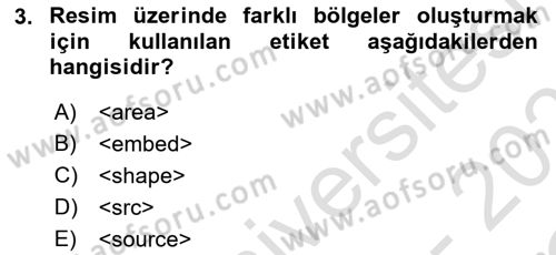 Web Tabanlı Kodlama Dersi 2019 - 2020 Yılı Yaz Okulu Sınav Soruları 3. Soru
