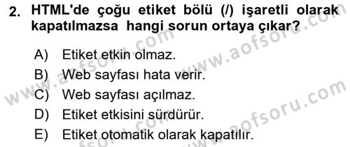 Web Tabanlı Kodlama Dersi 2020 - 2021 Yılı Yaz Okulu Sınav Soruları 2. Soru