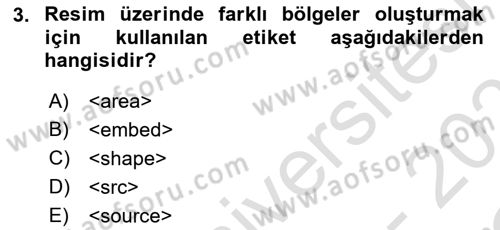 Web Tabanlı Kodlama Dersi 2020 - 2021 Yılı Yaz Okulu Sınav Soruları 3. Soru