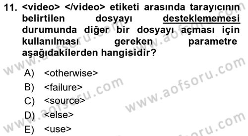 Web Tabanlı Kodlama Dersi 2021 - 2022 Yılı (Vize) Ara Sınav Soruları 11. Soru