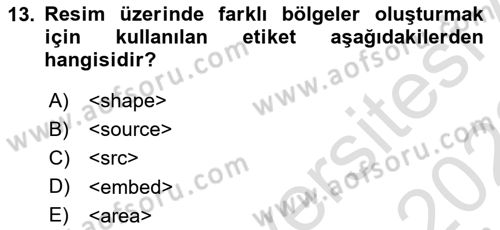 Web Tabanlı Kodlama Dersi 2021 - 2022 Yılı (Vize) Ara Sınav Soruları 13. Soru