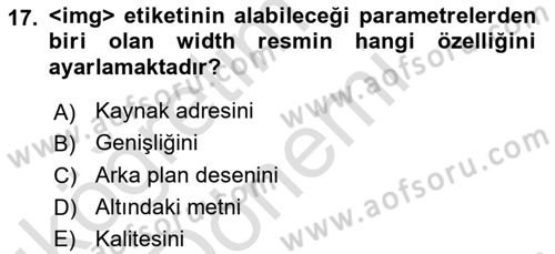 Web Tabanlı Kodlama Dersi 2021 - 2022 Yılı (Vize) Ara Sınav Soruları 17. Soru