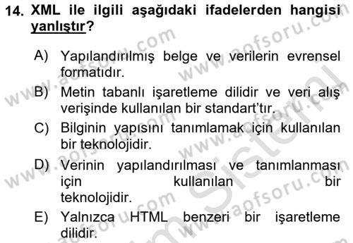 Web Tabanlı Kodlama Dersi 2021 - 2022 Yılı (Final) Dönem Sonu Sınav Soruları 14. Soru