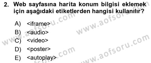 Web Tabanlı Kodlama Dersi 2021 - 2022 Yılı (Final) Dönem Sonu Sınav Soruları 2. Soru