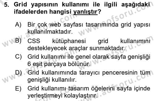 Web Tabanlı Kodlama Dersi 2021 - 2022 Yılı (Final) Dönem Sonu Sınav Soruları 5. Soru