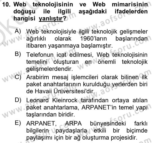 Web Tabanlı Kodlama Dersi 2021 - 2022 Yılı Yaz Okulu Sınav Soruları 10. Soru