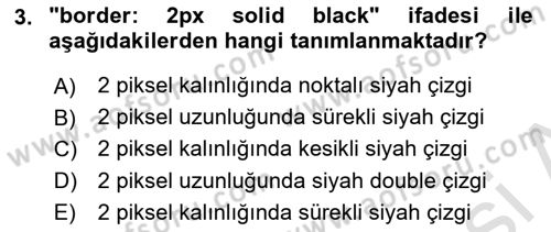 Web Tabanlı Kodlama Dersi 2021 - 2022 Yılı Yaz Okulu Sınav Soruları 3. Soru