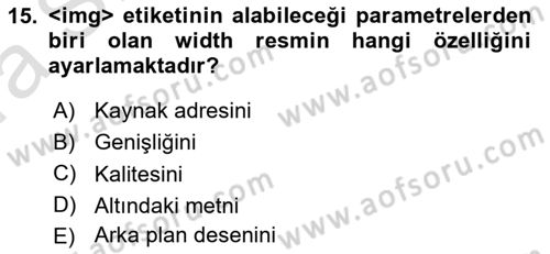 Web Tabanlı Kodlama Dersi 2022 - 2023 Yılı (Vize) Ara Sınav Soruları 15. Soru