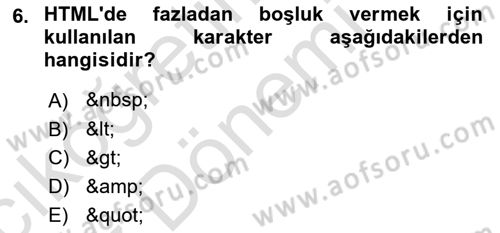 Web Tabanlı Kodlama Dersi 2022 - 2023 Yılı (Vize) Ara Sınav Soruları 6. Soru