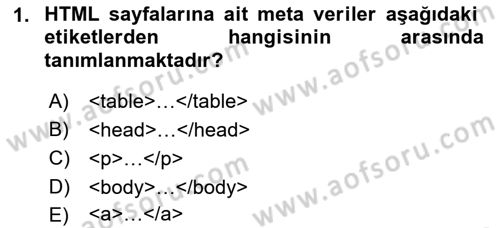 Web Tabanlı Kodlama Dersi 2022 - 2023 Yılı (Final) Dönem Sonu Sınav Soruları 1. Soru