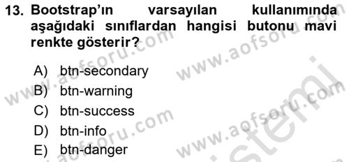 Web Tabanlı Kodlama Dersi 2022 - 2023 Yılı (Final) Dönem Sonu Sınav Soruları 13. Soru