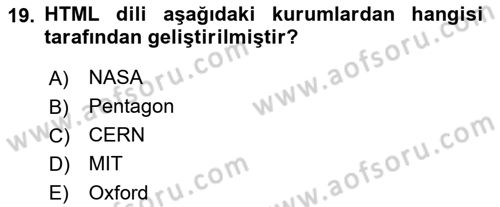 Web Tabanlı Kodlama Dersi 2022 - 2023 Yılı (Final) Dönem Sonu Sınav Soruları 19. Soru