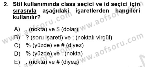 Web Tabanlı Kodlama Dersi 2022 - 2023 Yılı (Final) Dönem Sonu Sınav Soruları 2. Soru