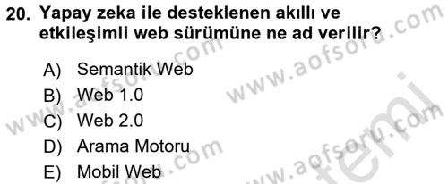 Web Tabanlı Kodlama Dersi 2022 - 2023 Yılı (Final) Dönem Sonu Sınav Soruları 20. Soru