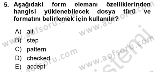 Web Tabanlı Kodlama Dersi 2022 - 2023 Yılı (Final) Dönem Sonu Sınav Soruları 5. Soru