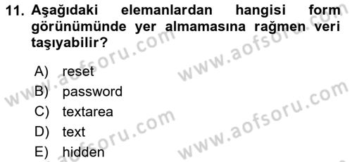 Web Tabanlı Kodlama Dersi 2022 - 2023 Yılı Yaz Okulu Sınav Soruları 11. Soru