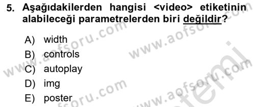 Web Tabanlı Kodlama Dersi 2022 - 2023 Yılı Yaz Okulu Sınav Soruları 5. Soru