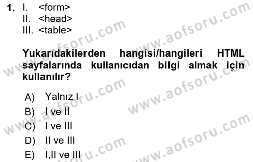 Web Tabanlı Kodlama Dersi 2023 - 2024 Yılı (Vize) Ara Sınav Soruları 1. Soru