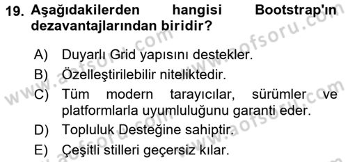 Web Tabanlı Kodlama Dersi 2023 - 2024 Yılı (Vize) Ara Sınav Soruları 19. Soru