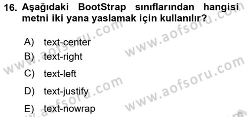 Web Tabanlı Kodlama Dersi 2023 - 2024 Yılı (Final) Dönem Sonu Sınav Soruları 16. Soru