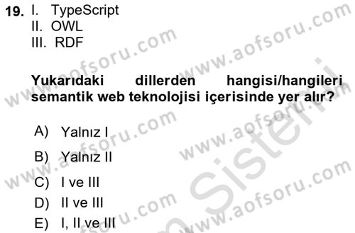Web Tabanlı Kodlama Dersi 2023 - 2024 Yılı (Final) Dönem Sonu Sınav Soruları 19. Soru