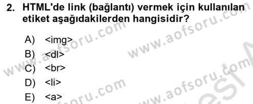 Web Tabanlı Kodlama Dersi 2023 - 2024 Yılı (Final) Dönem Sonu Sınav Soruları 2. Soru