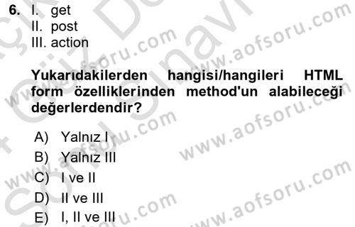 Web Tabanlı Kodlama Dersi 2023 - 2024 Yılı (Final) Dönem Sonu Sınav Soruları 6. Soru