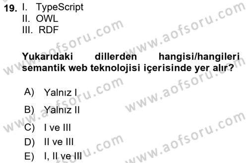 Web Tabanlı Kodlama Dersi 2023 - 2024 Yılı Yaz Okulu Sınav Soruları 19. Soru