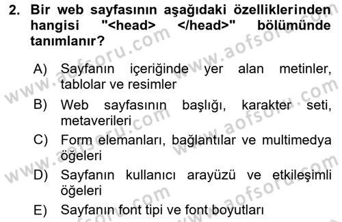 Web Tabanlı Kodlama Dersi 2024 - 2025 Yılı (Vize) Ara Sınav Soruları 2. Soru