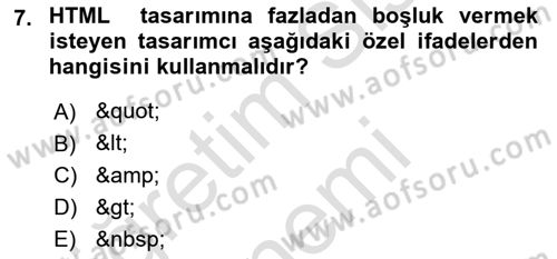 Web Tabanlı Kodlama Dersi 2024 - 2025 Yılı (Vize) Ara Sınav Soruları 7. Soru