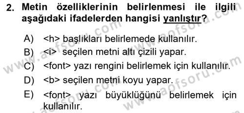 Web Tabanlı Kodlama Dersi 2024 - 2025 Yılı (Final) Dönem Sonu Sınav Soruları 2. Soru