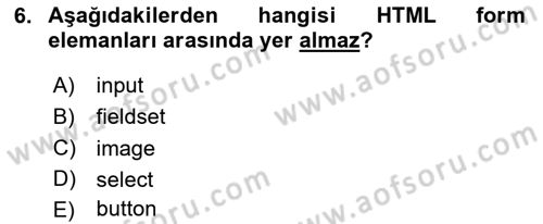 Web Tabanlı Kodlama Dersi 2024 - 2025 Yılı (Final) Dönem Sonu Sınav Soruları 6. Soru