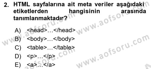 Web Tabanlı Kodlama Dersi 2024 - 2025 Yılı Yaz Okulu Sınav Soruları 2. Soru