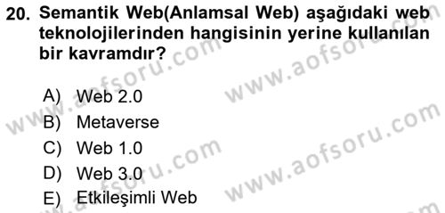 Web Tabanlı Kodlama Dersi 2024 - 2025 Yılı Yaz Okulu Sınav Soruları 20. Soru