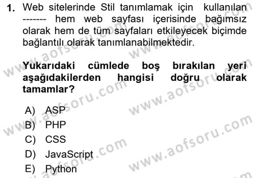 Web Tabanlı Kodlama Dersi 2025 - 2026 Yılı (Vize) Ara Sınav Soruları 1. Soru