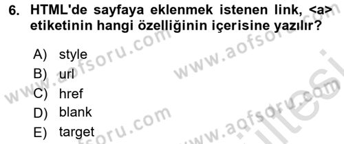 Web Tabanlı Kodlama Dersi 2025 - 2026 Yılı (Vize) Ara Sınav Soruları 6. Soru