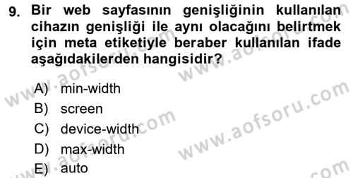 Web Tabanlı Kodlama Dersi 2025 - 2026 Yılı (Final) Dönem Sonu Sınav Soruları 9. Soru