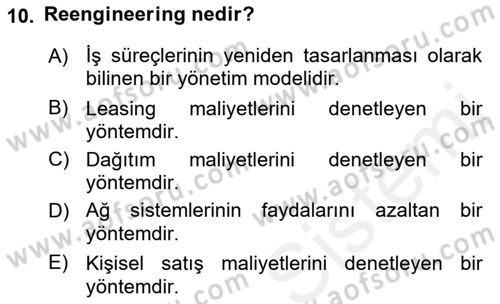Web Tasarımı Satış ve Pazarlama Dersi 2017 - 2018 Yılı (Vize) Ara Sınav Soruları 10. Soru
