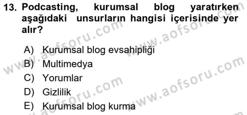 Web Tasarımı Satış ve Pazarlama Dersi 2017 - 2018 Yılı (Vize) Ara Sınav Soruları 13. Soru