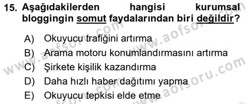 Web Tasarımı Satış ve Pazarlama Dersi 2017 - 2018 Yılı (Vize) Ara Sınav Soruları 15. Soru